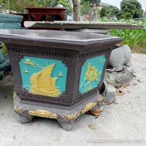 Chậu lục giác liền đế