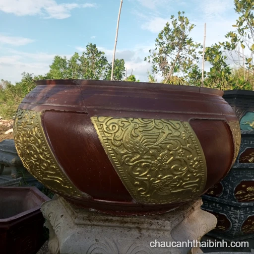 Chậu xi măng tròn bi